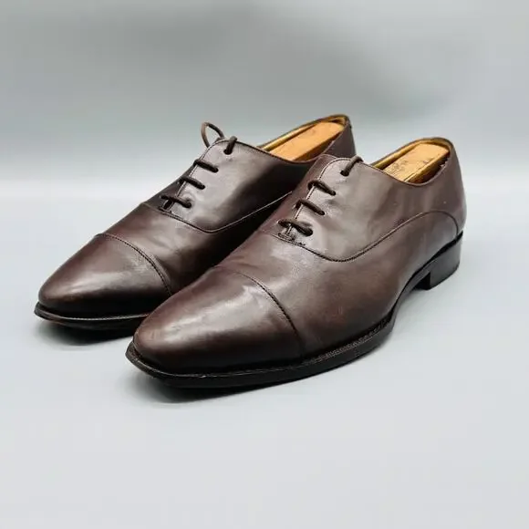 Elegant Dark Brown Cap Toe Oxfords - Picture 4 of 11